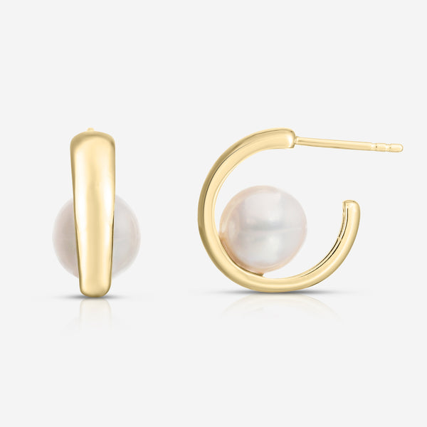 Buy Freshwater Cultured Floating Pearl Hoop Earrings Online on Brown Living  | Womens Earrings